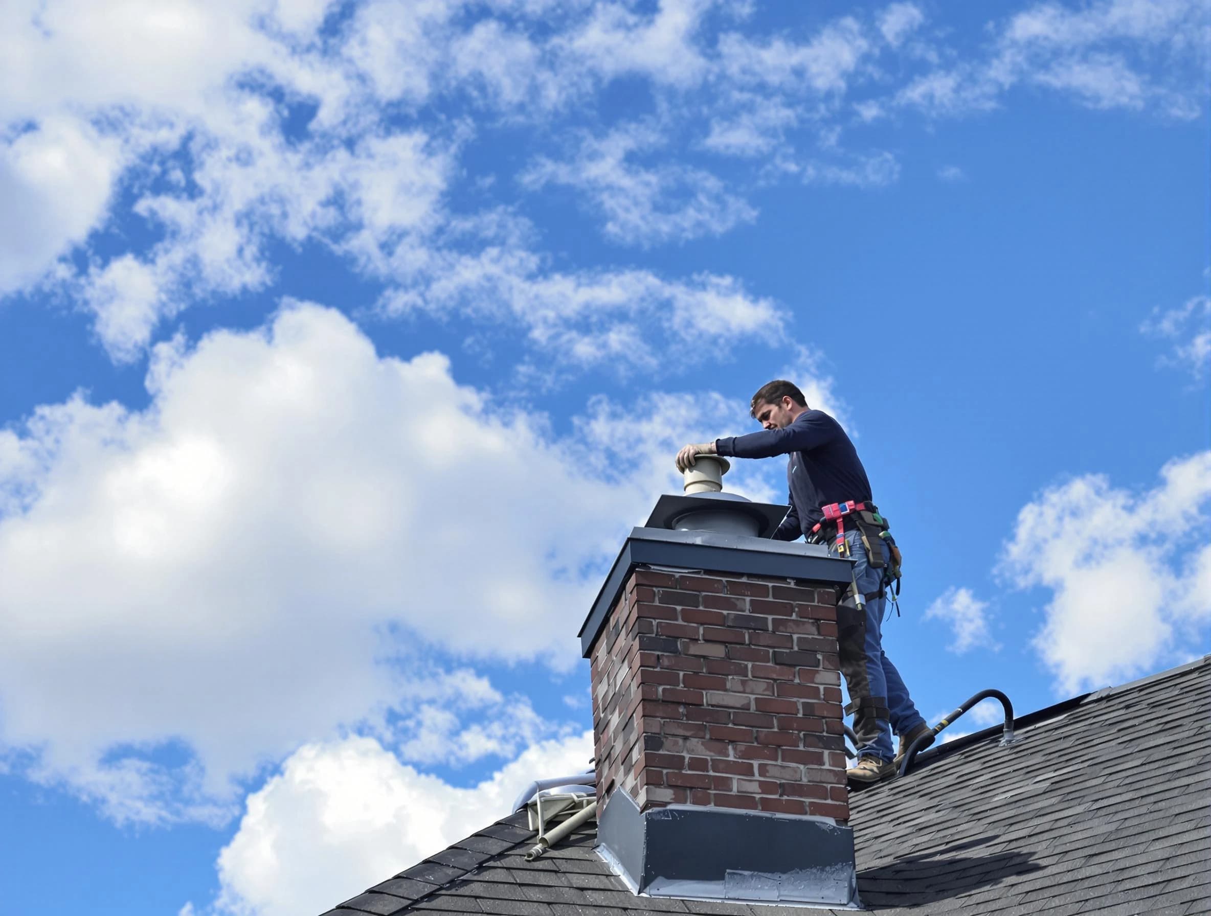 Evans Chimney Sweep installing a sturdy chimney cap in Evans, CO