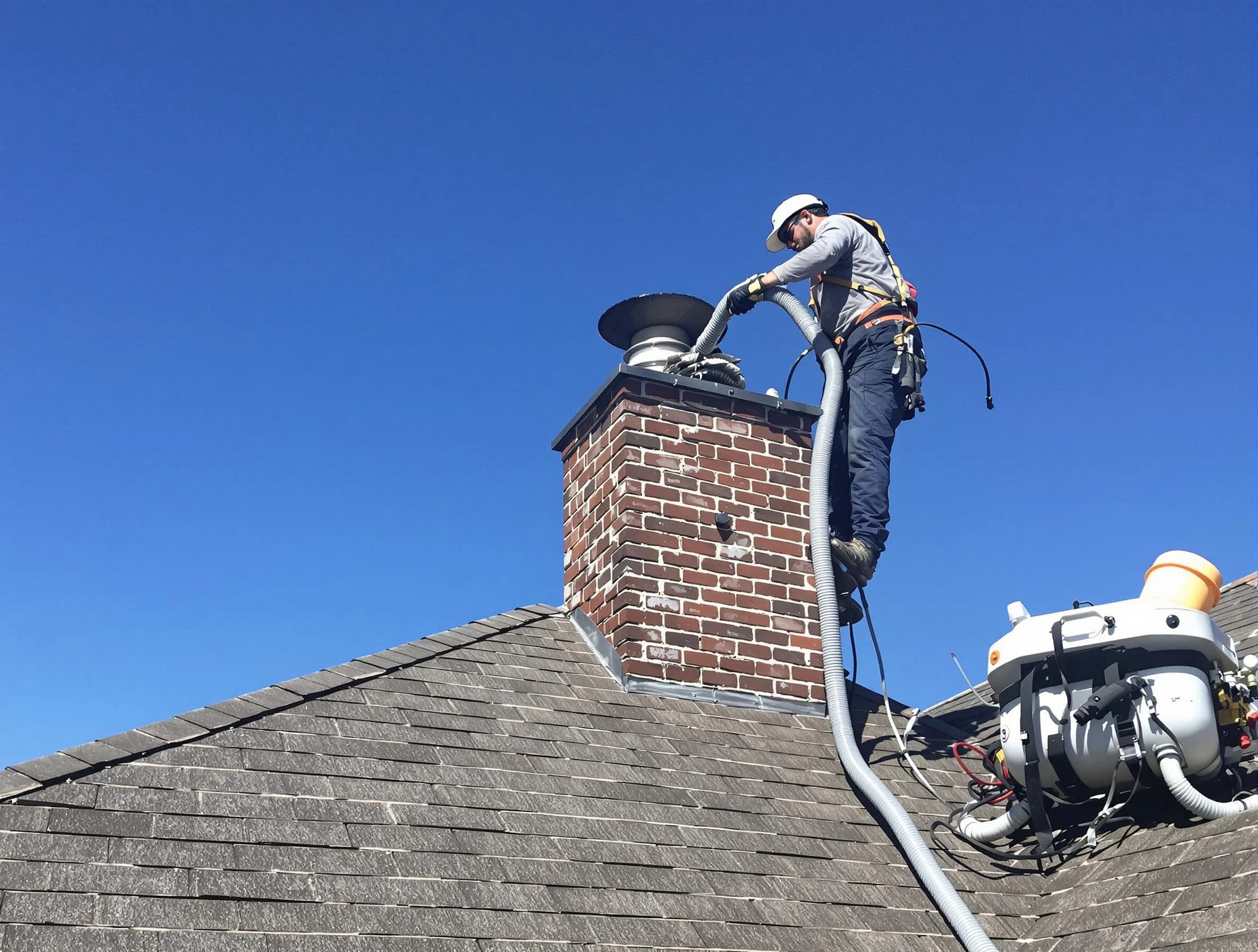 Dedicated Evans Chimney Sweep team member cleaning a chimney in Evans, CO