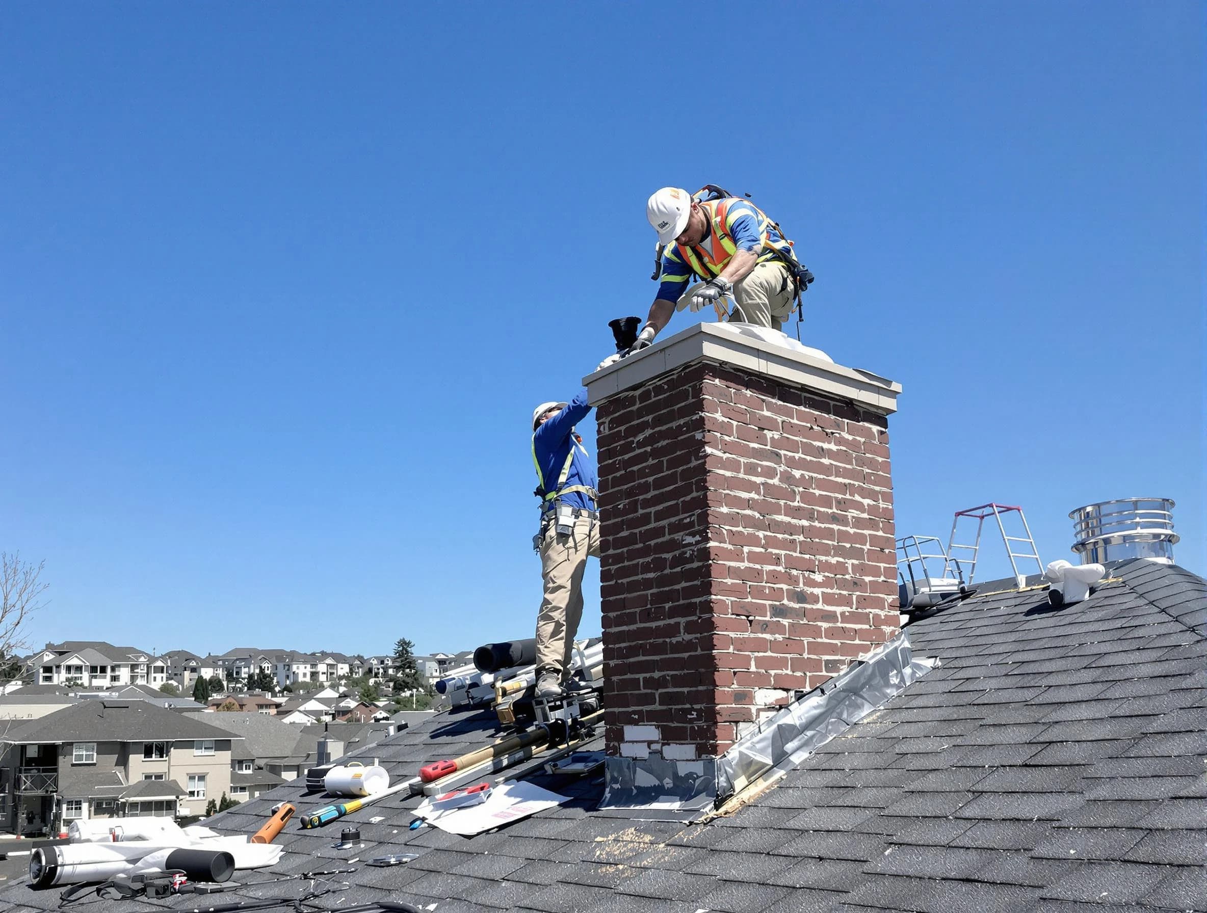 Evans Chimney Sweep repairing a chimney crown in Evans, CO
