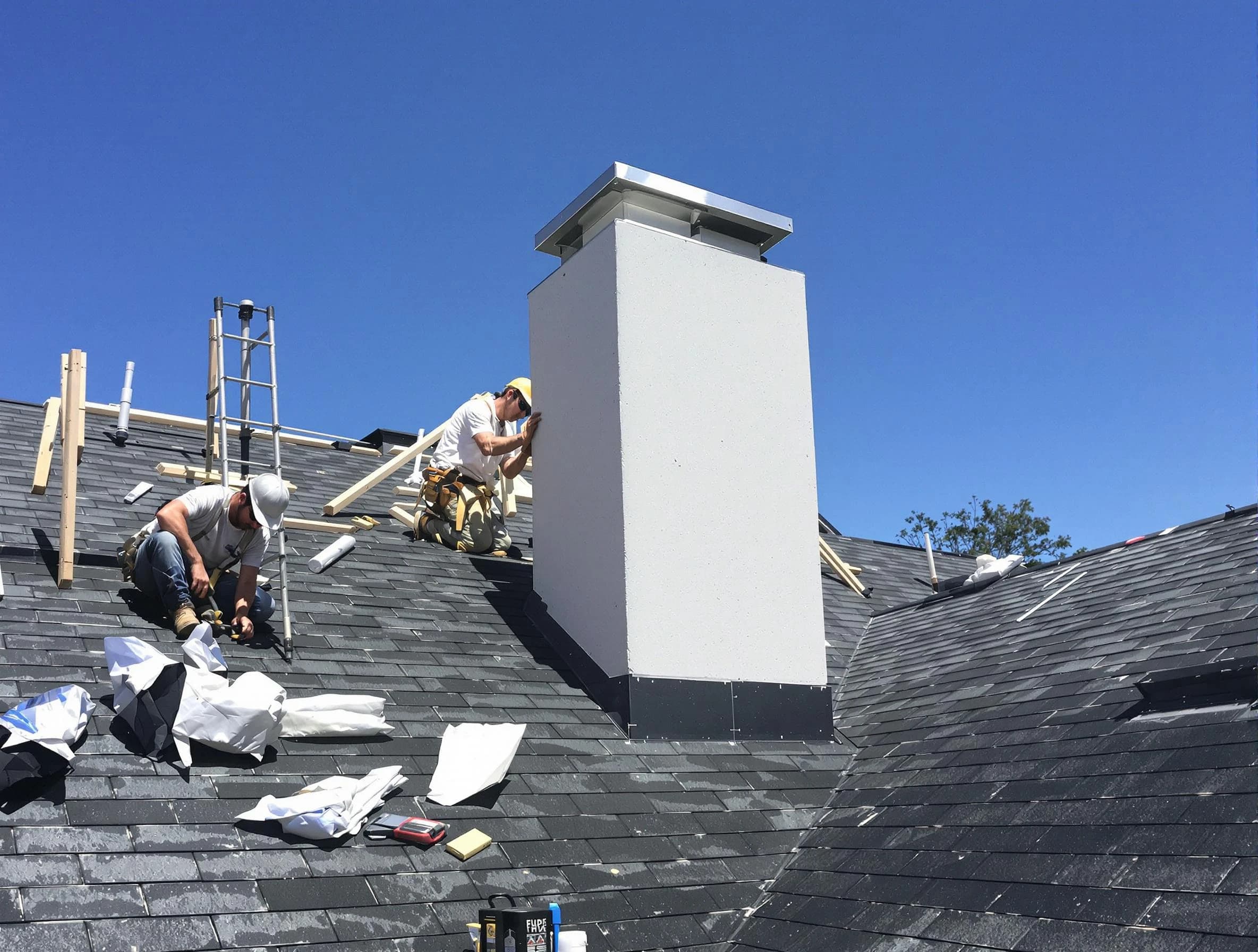 Evans Chimney Sweep crew installing a new chimney in Evans, CO