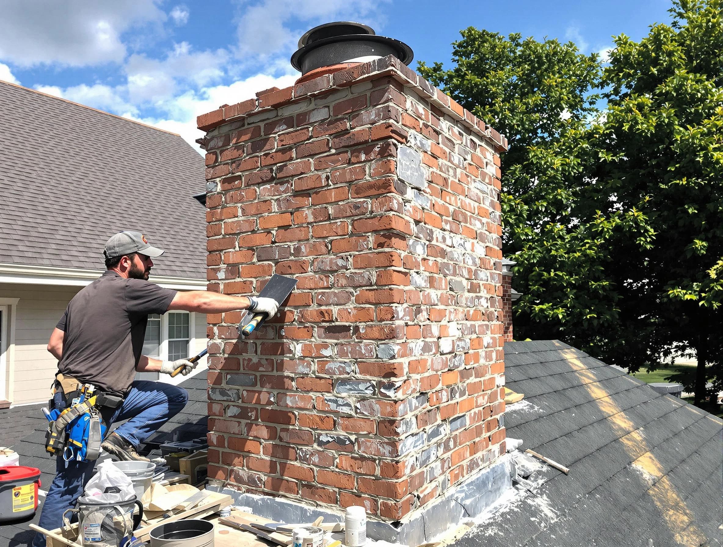 Completed chimney rebuild by Evans Chimney Sweep in Evans, CO