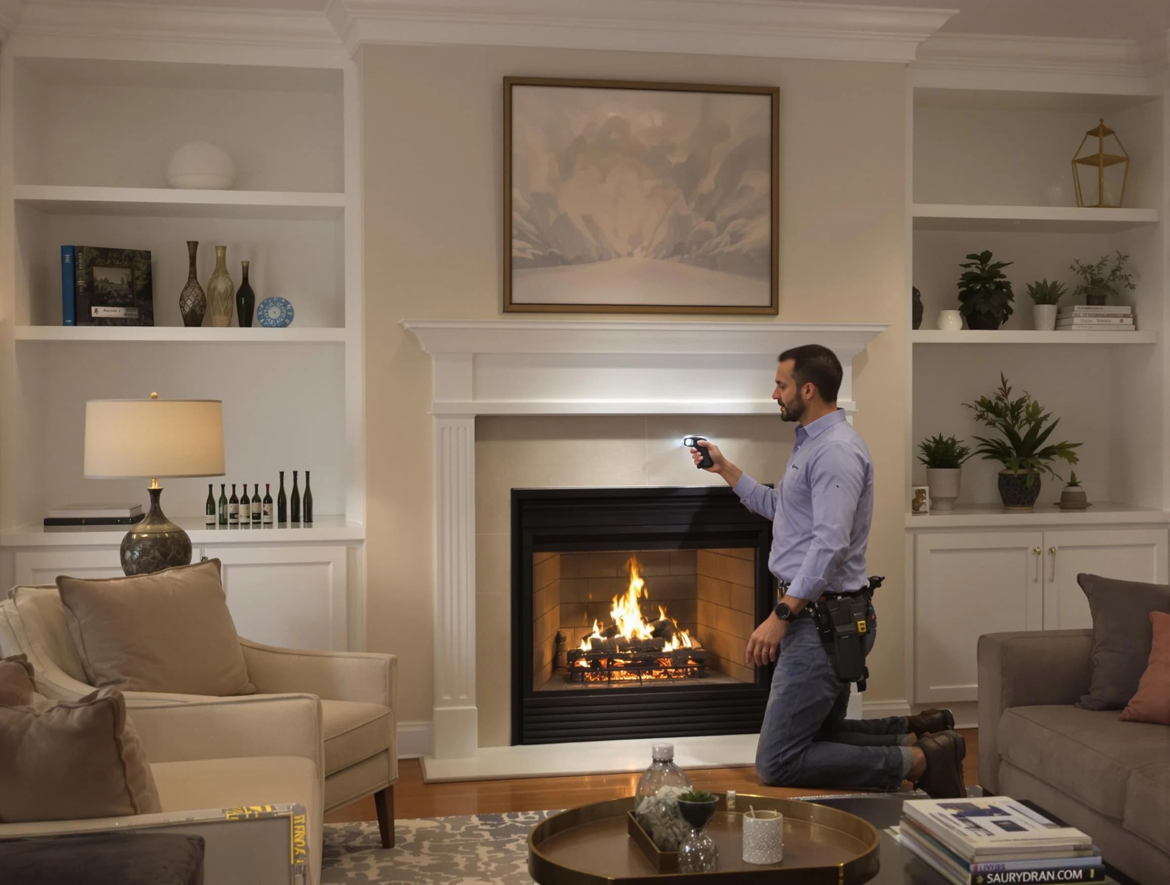 Evans Chimney Sweep conducting a fireplace safety inspection in Evans, CO