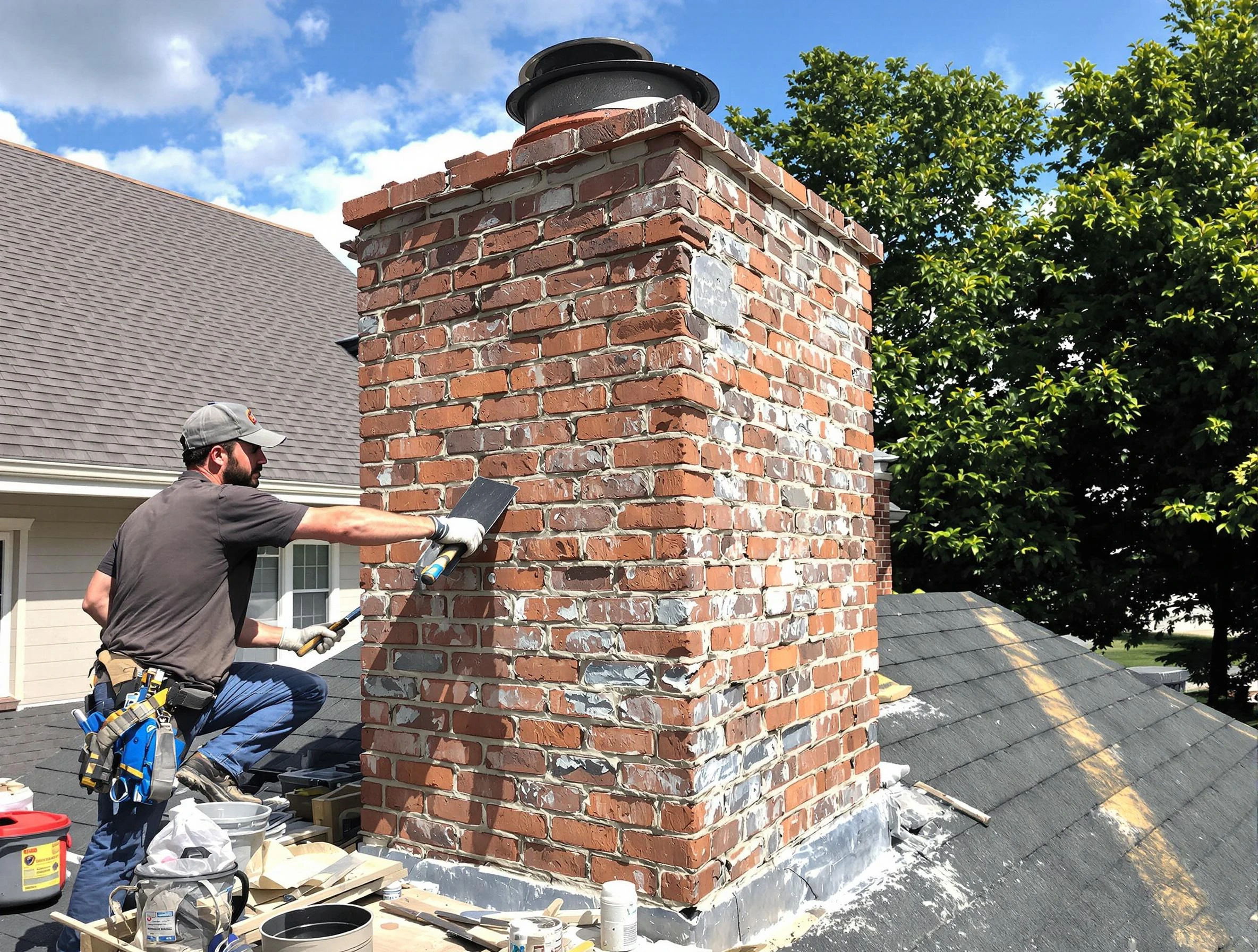 Completed chimney rebuild by Evans Chimney Sweep in Evans, CO