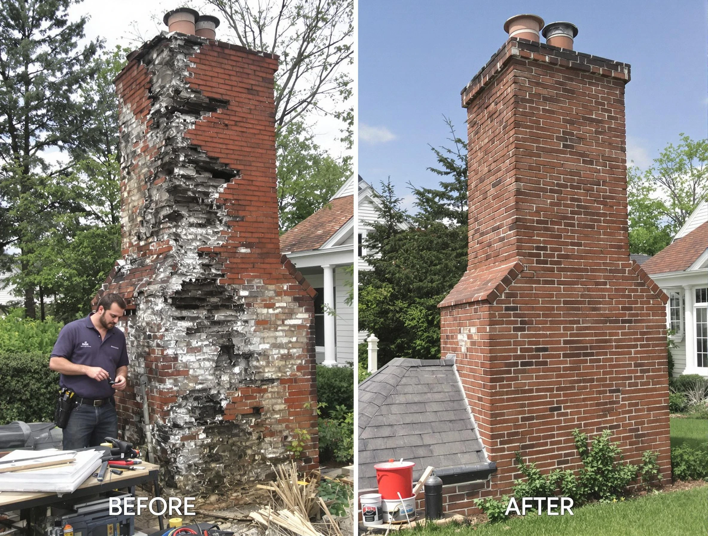 Evans Chimney Sweep performing a full chimney restoration in Evans, CO